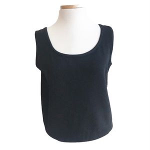 NEW St. John Basics Knit Scoop Neck & Back Sleeveless Tank Top Shell Black M NWT